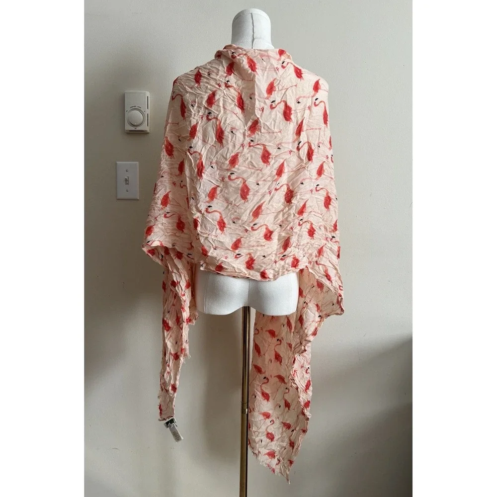 Kate Spade Scarf Festive Flamingos Oblong Pink Resort‎ Vacation Summer *FLAW